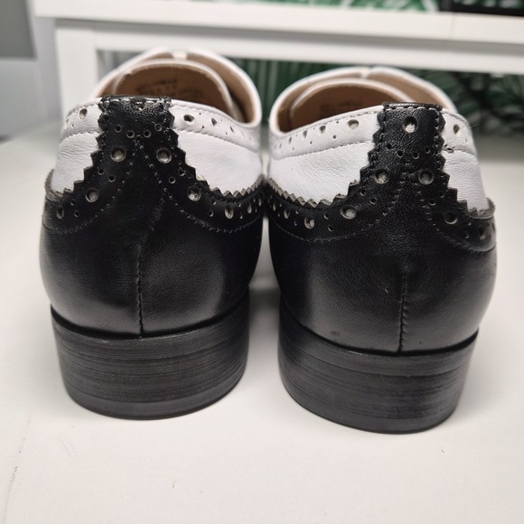 Steve Madden Men's 7.5 Black White Wingtip Oxford Shoes Spectator Brogue Size - Picture 7 of 8
